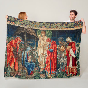 Couverture Polaire ADORATION DE MAGI Morris, Noël de Burne-Jones