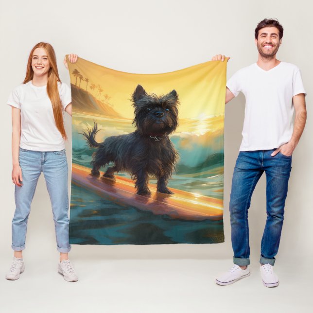 Couverture Polaire Affenpinscher Beach Surf Peinture (En situation)