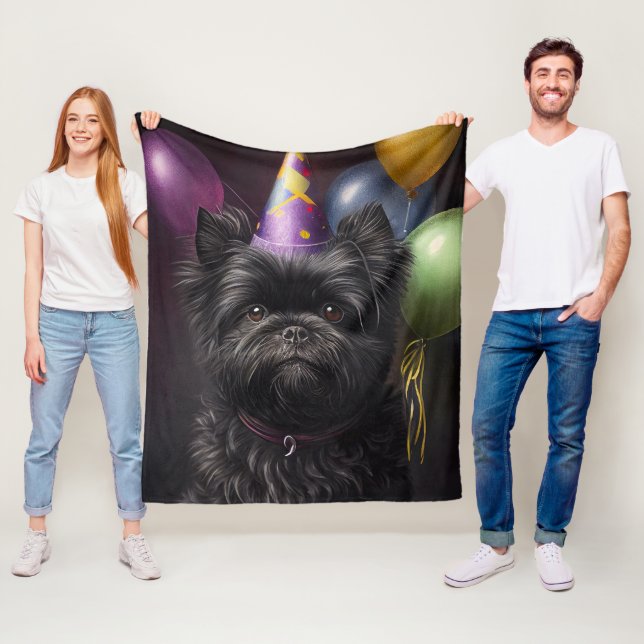 Couverture Polaire Affenpinscher Chien Ballons d'anniversaire (En situation)