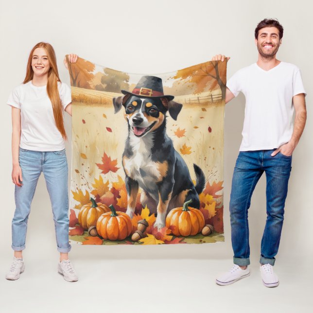 Couverture Polaire Affenpinscher en automne quitte Thanksgiving Art (En situation)