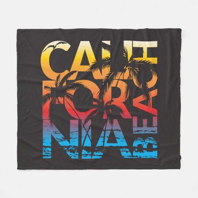 Couverture Polaire Affiche de plage de la Californie (Devant (Horizontal))