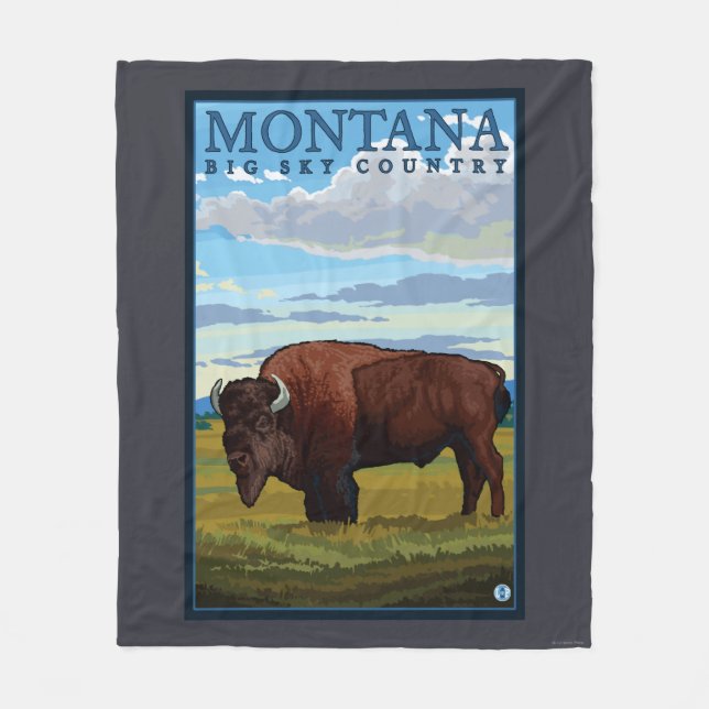 Couverture Polaire Affiche de Vintage voyage de MontanaBison (Devant)