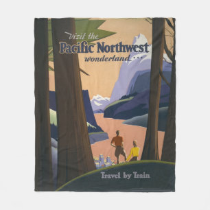 Couverture Polaire Affiche de voyage vintage Pacific Northwest 1925 T