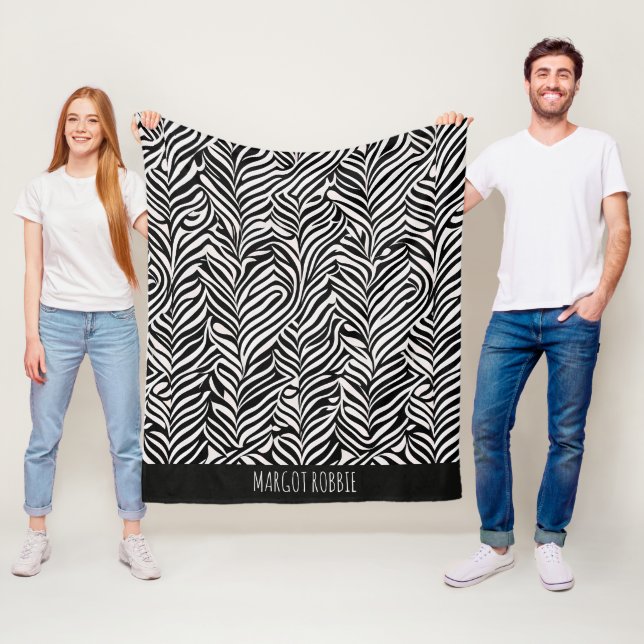 Couverture Polaire Africain Damask Subtil noir blanc Motif (En situation)