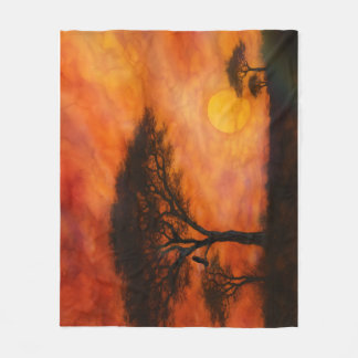 Couverture Polaire African Serengheti Sunset - Alcohol ink art