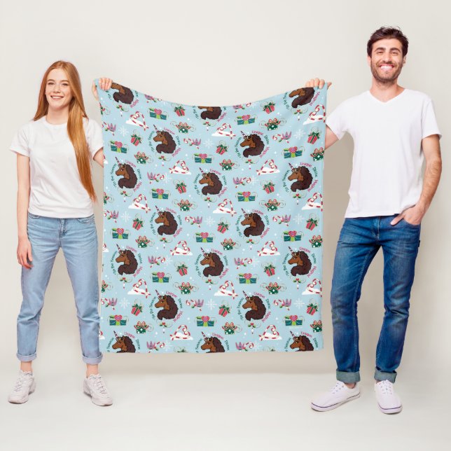 Couverture Polaire Afro Unicorn Motif de vacances (En situation)