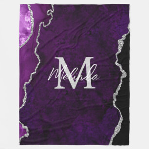 Couverture Polaire Agate de marbre violet et argenté