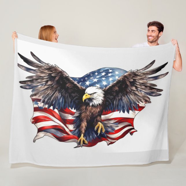 Couverture Polaire AGLE et DRAPEAU (En situation)