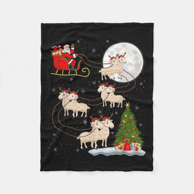 Couverture Polaire Agneaux Mouton Père Noël Sleigh Flying Funny Magiq (Devant)