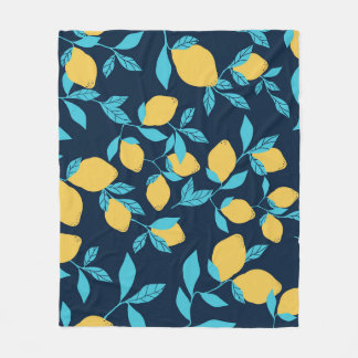 Couverture Polaire Agrumes simples : citrons sur le bleu.