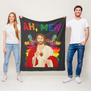 Couverture Polaire Ah Men drôles LGBT Fierté Gay Jésus chrétien