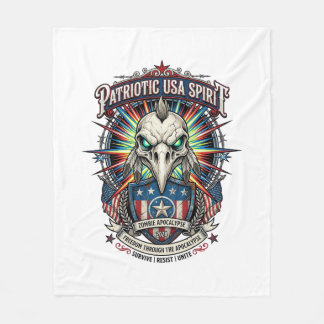 Couverture Polaire Aigle Patriotique Fin Du Monde Crâne Zombie Apocal