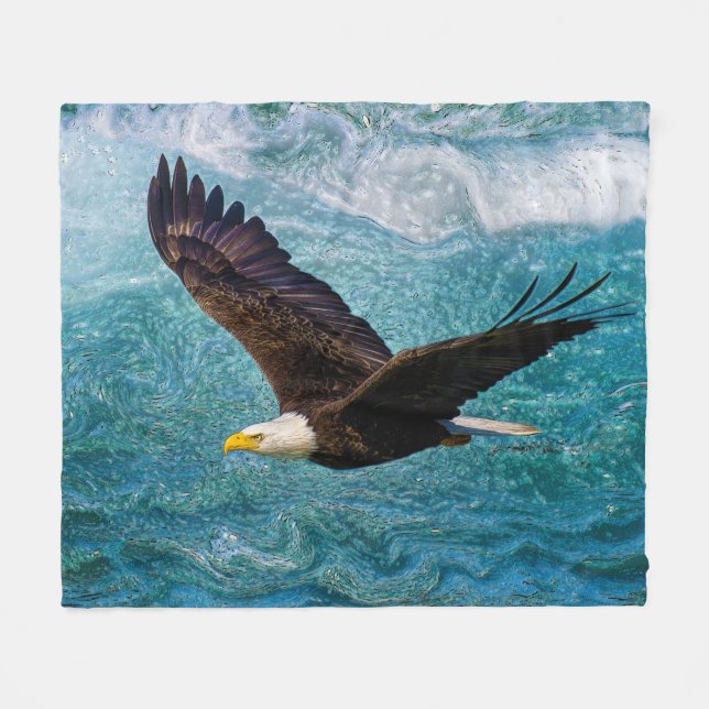 Couverture Polaire Aigle qui s'envole au-dessus de la tempête (Devant (Horizontal))