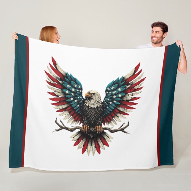 Couverture Polaire Aigle rustique patriotique américain/américain cha (En situation)