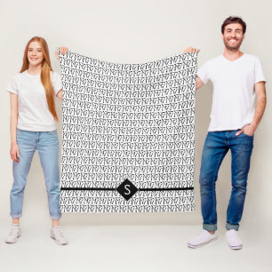 Couverture Polaire Aiguilles de tricot Artisanat initial Blanc + Noir