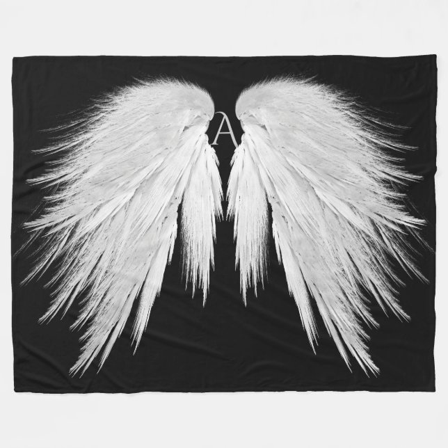Couverture Polaire AILES ANGEL Monogramme Noir (Devant (Horizontal))