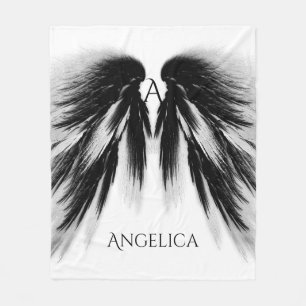 Couverture Polaire AILES D'ANGE Monogramme gris-noir