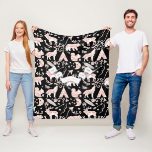 Couverture Polaire Aimez-vous à la Lune Baby Girl Forest Deer Bear