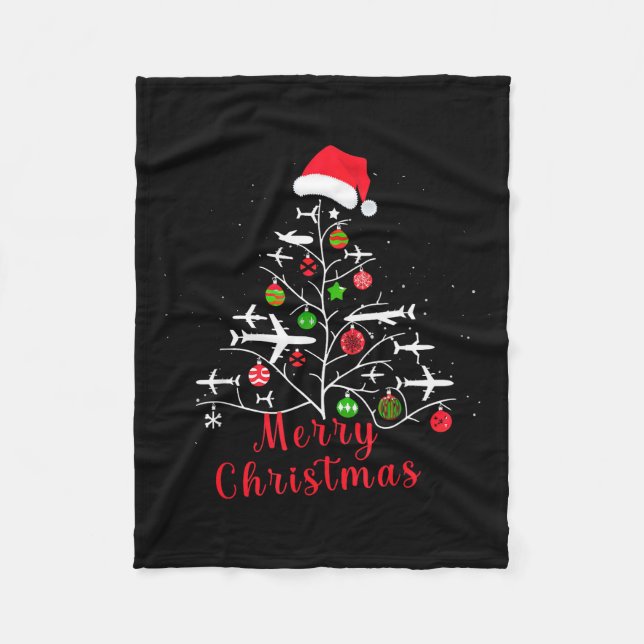 Couverture Polaire Airplane Christmas Tree Xmas For Men Women Youths  (Devant)