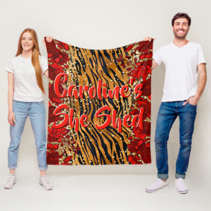 Couverture Polaire Ajouter Le Nom Texte Elle Tigre Tiger Tirages Fleu