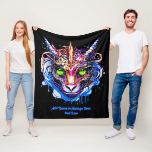 Couverture Polaire Ajouter le nom Texte, Imaginaire rose bleu Dragon