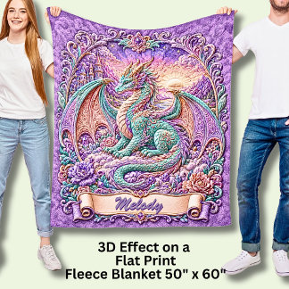 Couverture Polaire Ajouter Nom Aqua Dragon Violet Lever de Soleil Fan