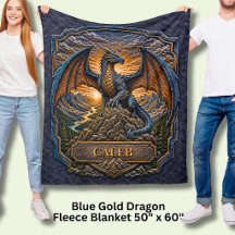 Ajouter Nom Dragon Bleu Or sur Montagne au Lever d
