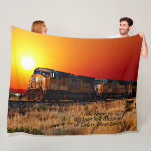 Couverture Polaire Ajouter un message de nom - Train de locomotives d