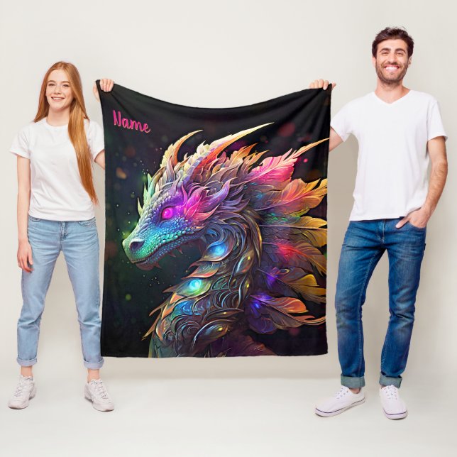 Couverture Polaire Ajouter un nom, Dragon Iridescente (En situation)