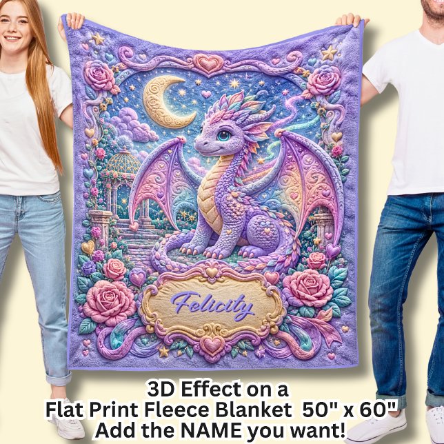 Couverture Polaire Ajouter un nom Effet 3D Dragon Bébé Violet  (Créateur téléchargé)
