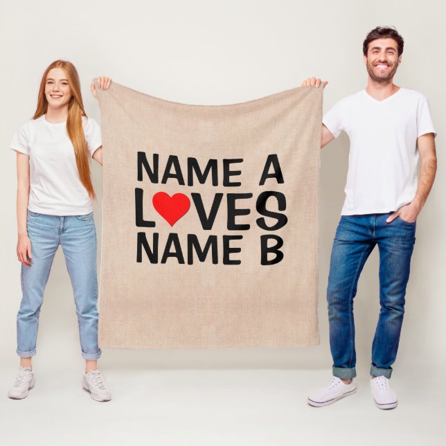 Couverture Polaire Ajouter vos noms - Nom Aime Nom du coeur           (En situation)