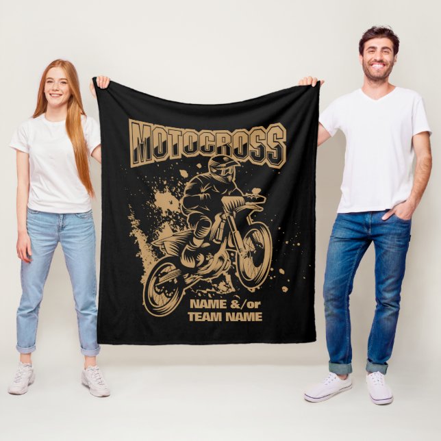 Couverture Polaire Ajouter votre nom ou nom d'équipe Motocross Rider  (En situation)