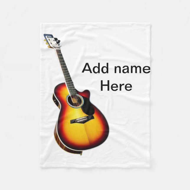 Couverture Polaire Ajouter votre nom texte brun acoustique guitare éd (Devant)