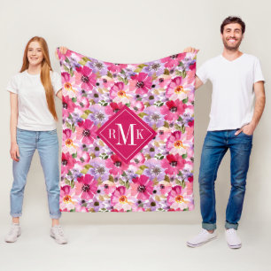 Couverture Polaire Ajoutez votre aquarelle d'été du monogramme