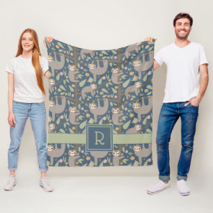 Couverture Polaire Ajoutez votre motif floral   mignon initial de