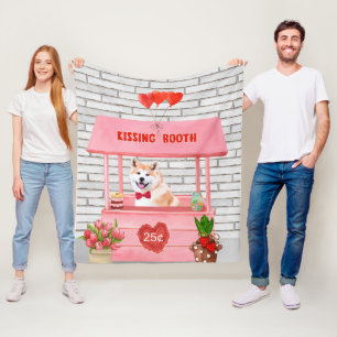 Couverture Polaire Akita Chien Valentine's Day Kissing Booth