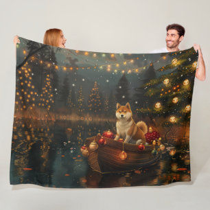 Couverture Polaire Akita Christmas Festive Voyage