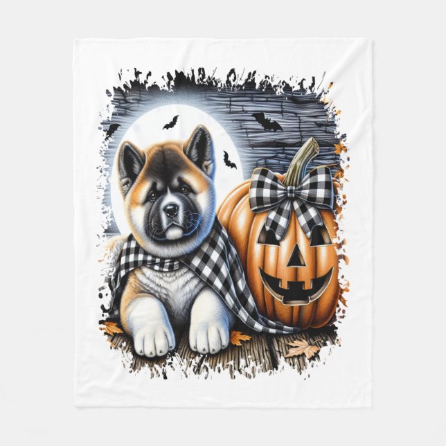 Couverture Polaire Akita Dog Carré d'Halloween (Devant)