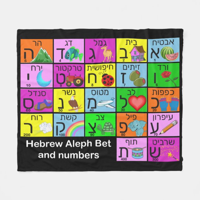 Couverture Polaire Alephbet hébreu (Devant (Horizontal))