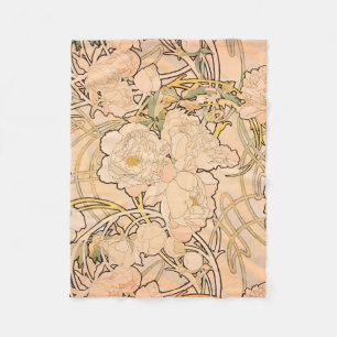 Couverture Polaire Alfonse Mucha Art Nouveau Peonies