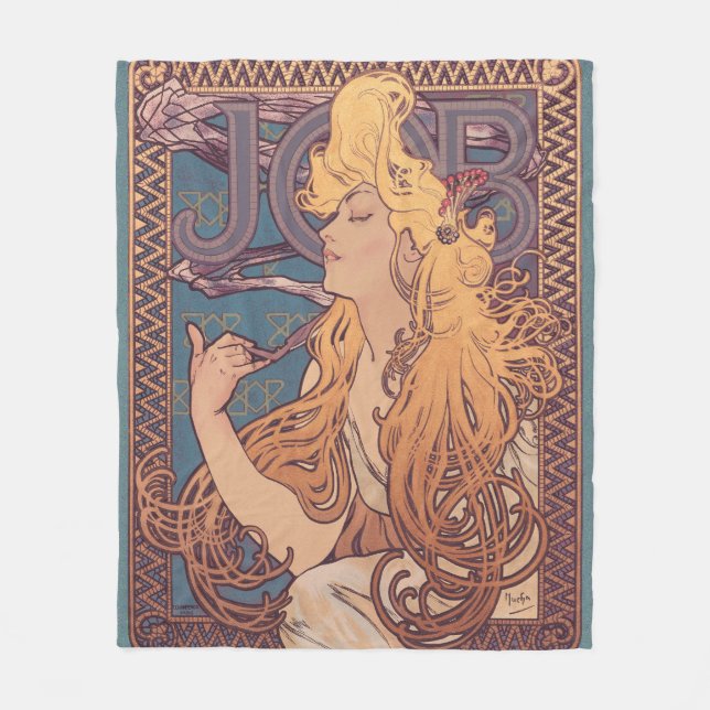 Couverture Polaire Alfonse Mucha Job Art Nouveau femme (Devant)