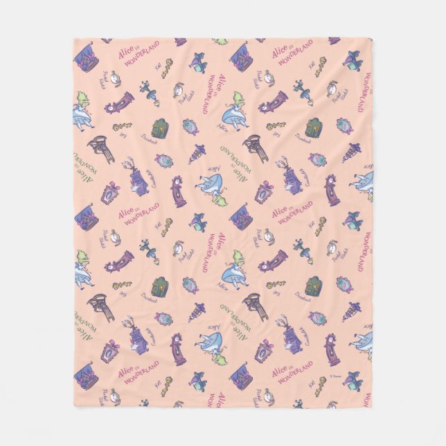 Couverture Polaire Alice au pays des merveilles| Motif en chute libre (Devant)