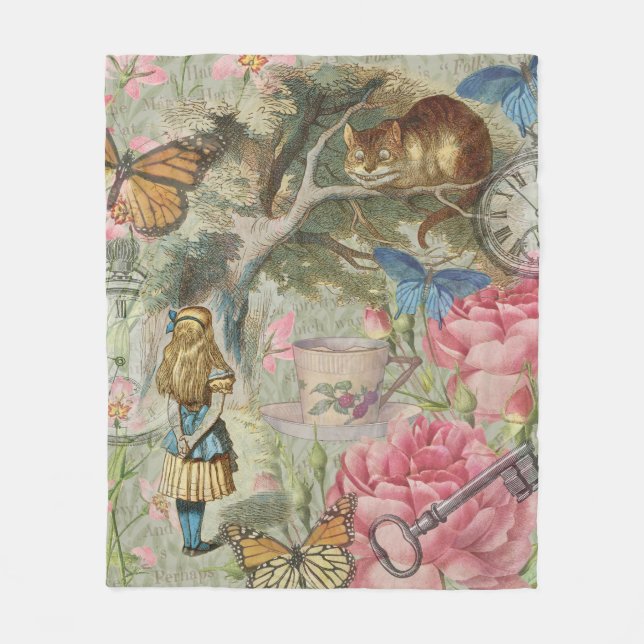 Couverture Polaire Alice Cheshire Chat Wonderland Tree Garden (Devant)