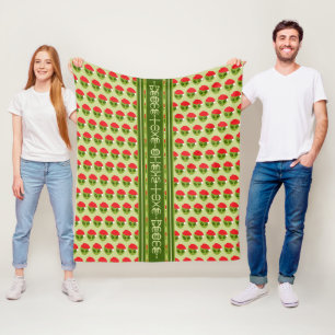 Couverture Polaire Alien mignon à Santa Hat Motif Votre texte en glyp