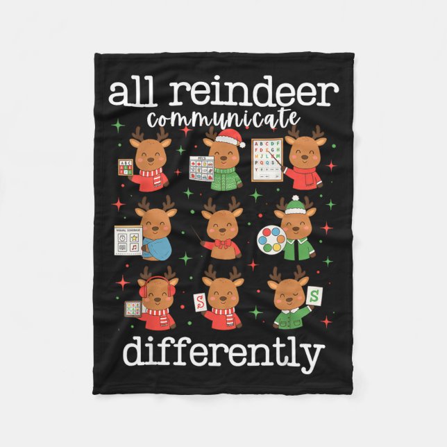 Couverture Polaire All Reindeer Communicate Differently Xmas Autism A (Devant)