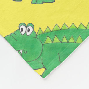 Couverture Polaire Alligator vert jaune Crocodile Gator Croc Animal