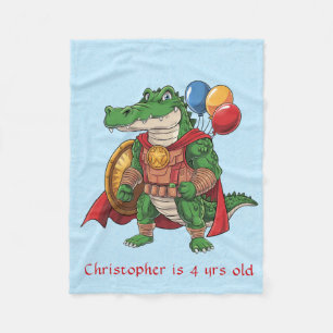 Couverture Polaire Alligator vert Superhero âge garçon cadeau d'anniv