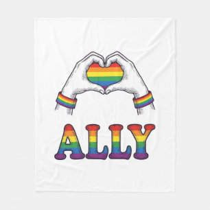 Couverture Polaire Ally Arc-en-ciel Mains Cœur Vintage Fierté Chemise