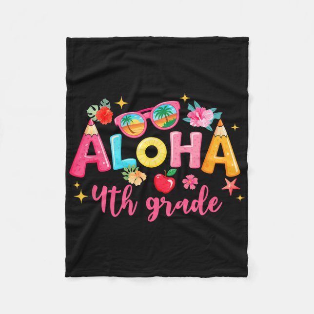 Couverture Polaire Aloha 4th Grade Summer Vacation Beach Teacher Scho (Devant)