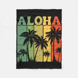 Couverture Polaire Aloha Hawaiian Island Palm Trees Surfboard Beach H